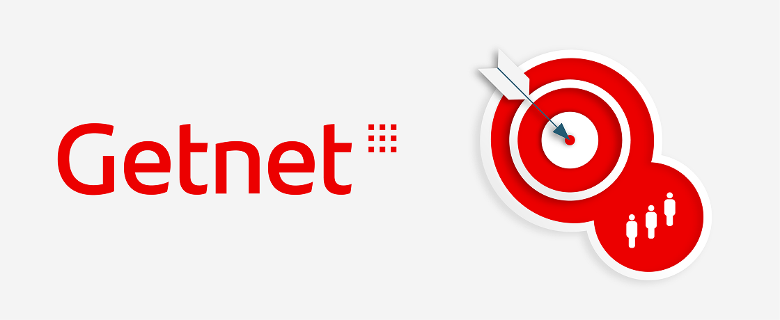 Logotipo de Getnet con una diana con una flecha clavada al lado derecho